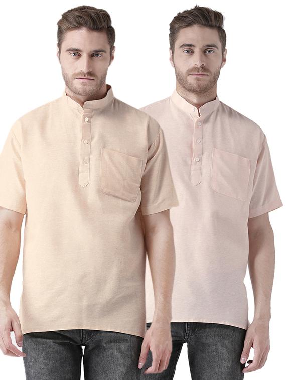 multi colored khadi short kurta (set of 2) - 15477396 - Zoom Image - 1
