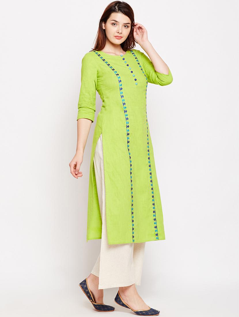 straight embroidered kurta - 15477413 - Zoom Image - 2