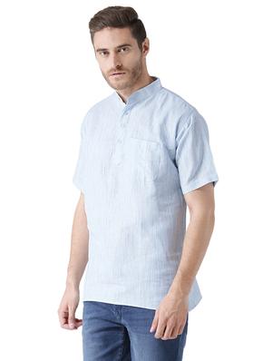 blue and pink solid khadi short kurtas combo - 15477433 - Standard Image - 6