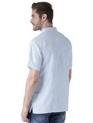 blue and pink solid khadi short kurtas combo - 15477433 - Standard Image - 7