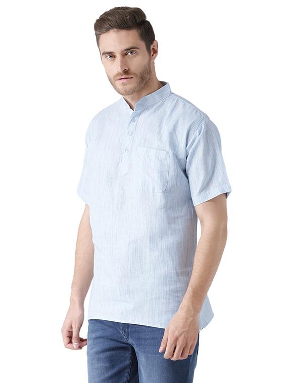 blue and pink solid khadi short kurtas combo - 15477433 - Zoom Image - 6