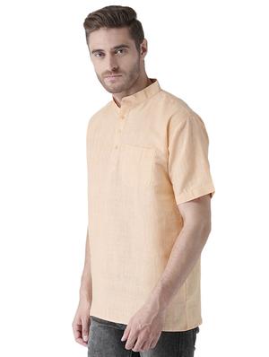 peach and blue solid khadi short kurtas combo - 15477435 - Standard Image - 6