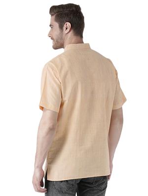 peach and blue solid khadi short kurtas combo - 15477435 - Standard Image - 7