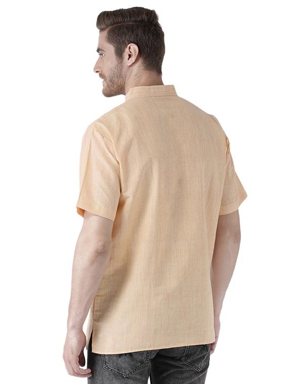 peach and blue solid khadi short kurtas combo - 15477435 - Zoom Image - 7