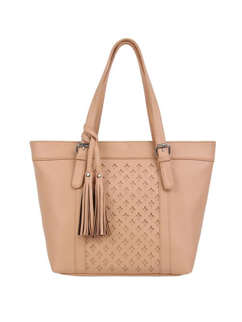 beige leatherette (pu) regular handbag - 15477478 - Standard Image - 1