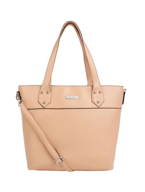 beige leatherette (pu) regular handbag - 15477524 - Standard Image - 1