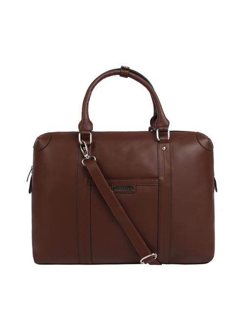 brown leatherette (pu) laptop bag - 15477561 - Standard Image - 1