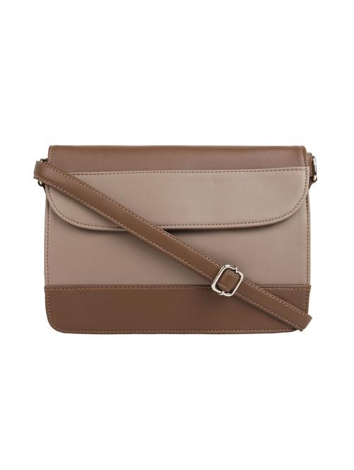 brown leatherette (pu) regular sling bag - 15477571 - Standard Image - 1