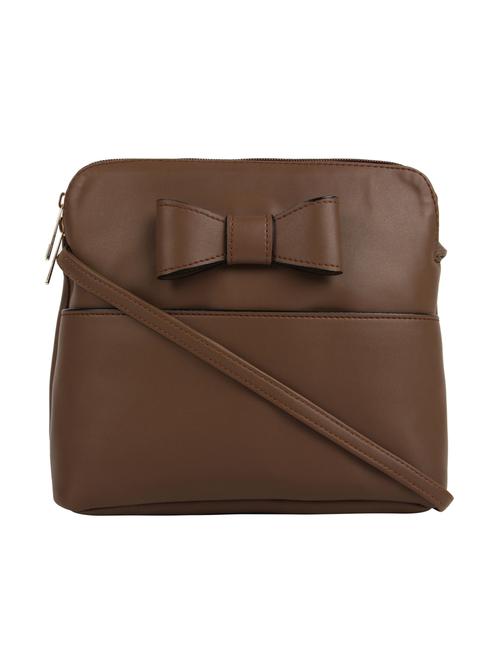 brown leatherette (pu) regular sling bag - 15477583 - Standard Image - 1