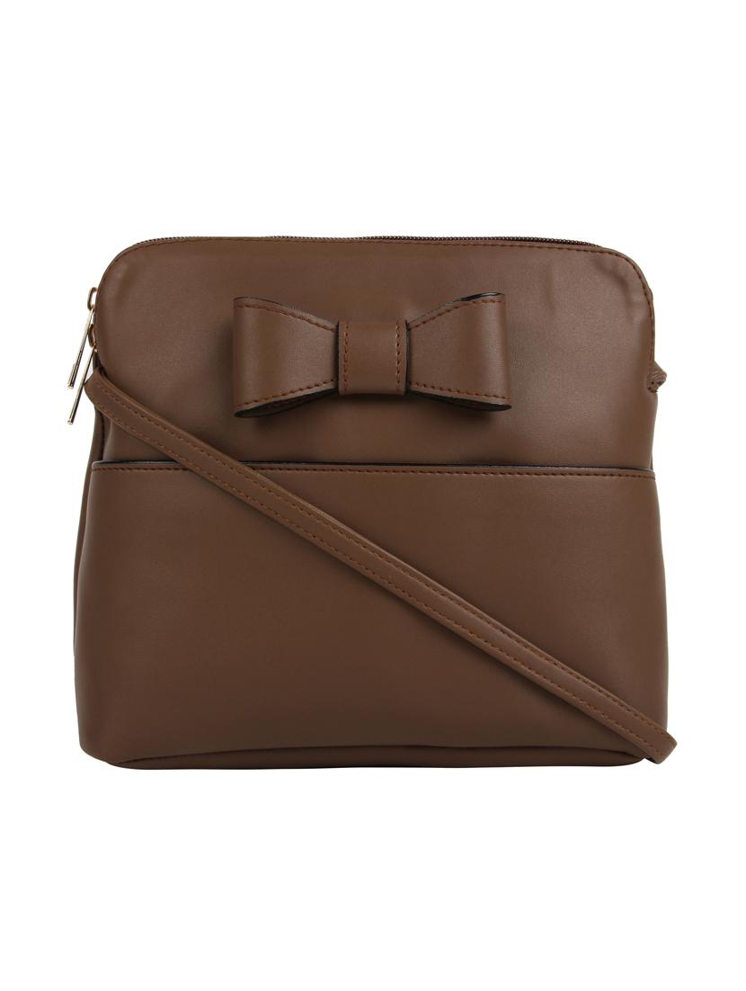 brown leatherette (pu) regular sling bag - 15477583 - Zoom Image - 1