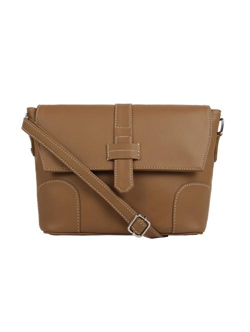 tan leatherette (pu) regular sling bag - 15477597 - Standard Image - 1