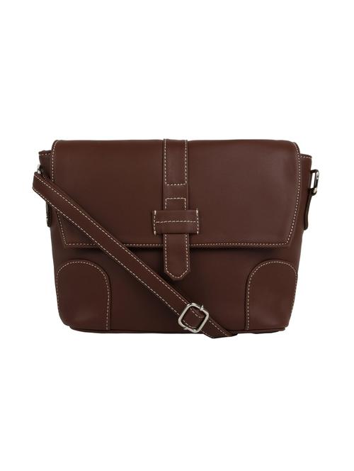 brown leatherette (pu) regular sling bag - 15477598 - Standard Image - 1