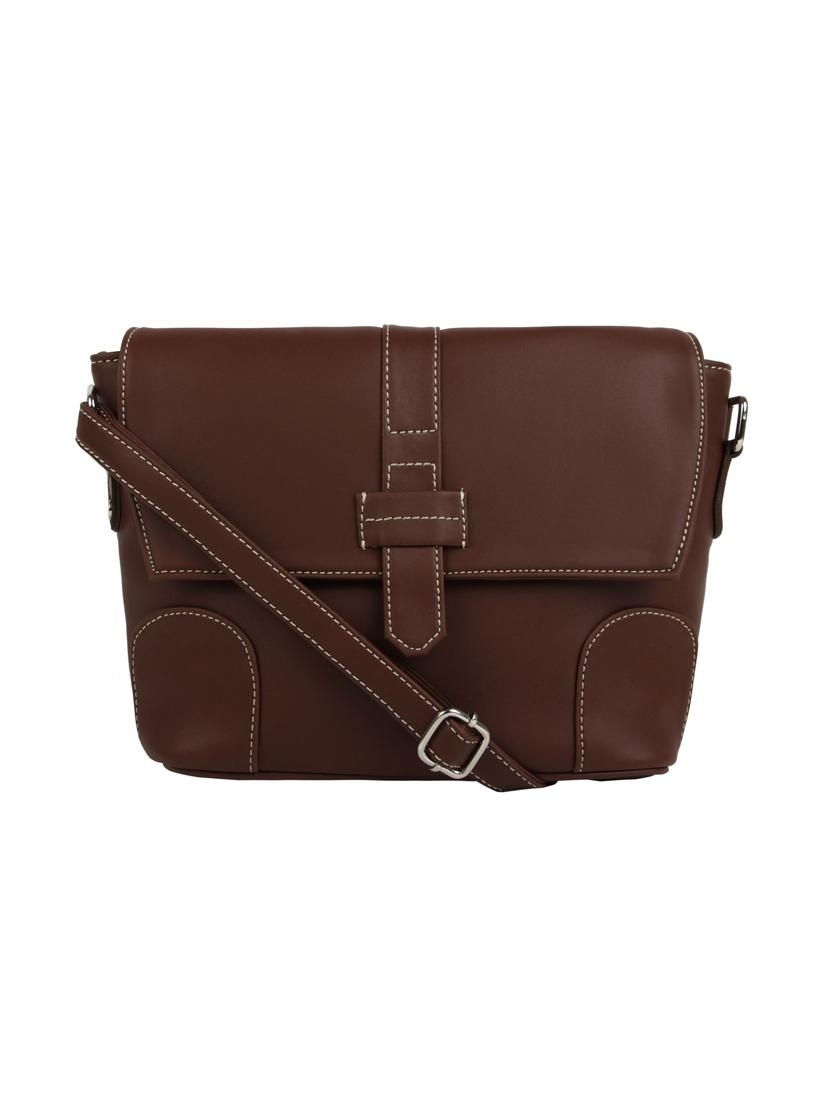 brown leatherette (pu) regular sling bag - 15477598 - Zoom Image - 1