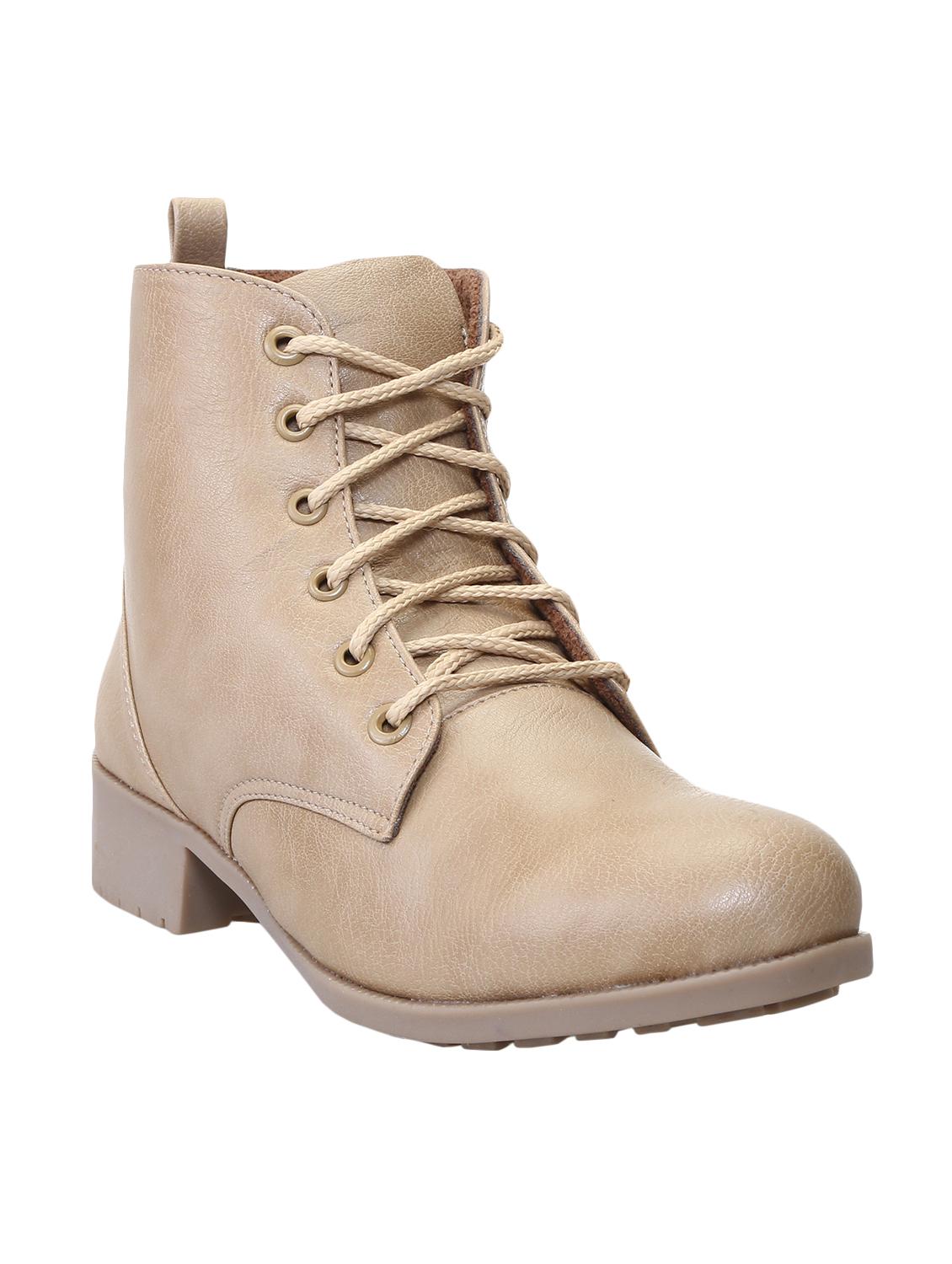 beige ankle lace-up boots - 15478139 - Zoom Image - 1