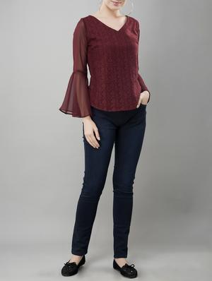 sheer bell sleeved lace top - 15478513 - Standard Image - 4