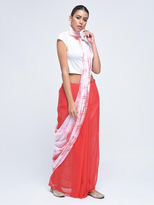 Shibori printed saree with blouse - 15478588 - Standard Image - 1