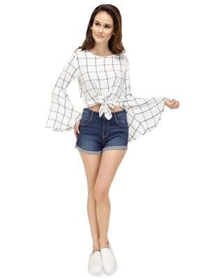 tie knot front bell sleeved top - 15478868 - Standard Image - 4