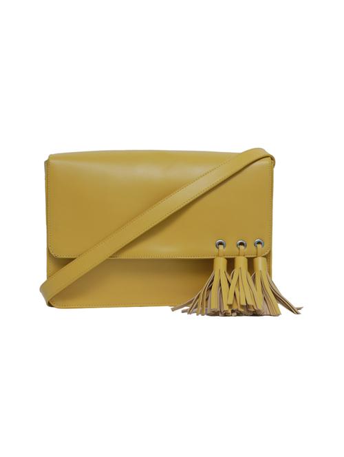 yellow leatherette (pu) regular sling bag - 15479068 - Very Small Image - 1