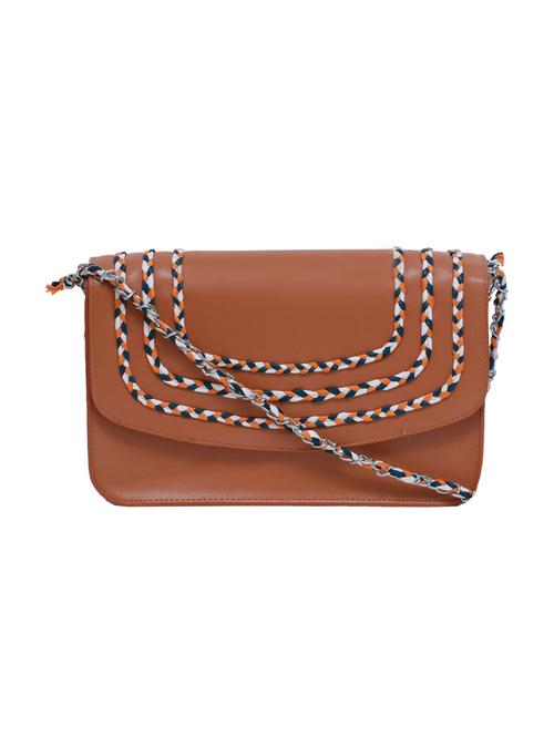 tan leatherette (pu) regular sling bag - 15479071 - Standard Image - 1