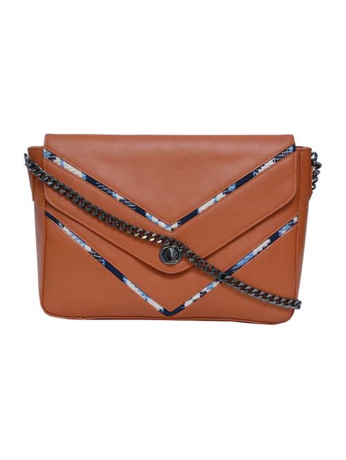 brown leatherette (pu) regular sling bag - 15479075 - Very Small Image - 1