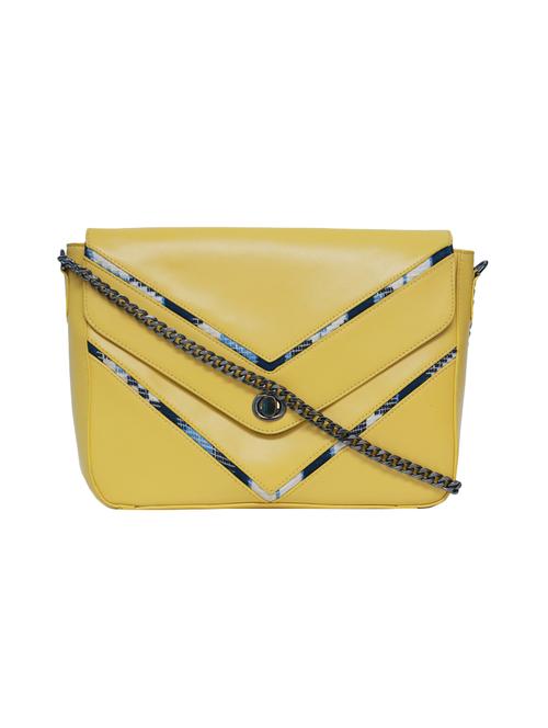 yellow leatherette (pu) regular sling bag - 15479076 - Very Small Image - 1