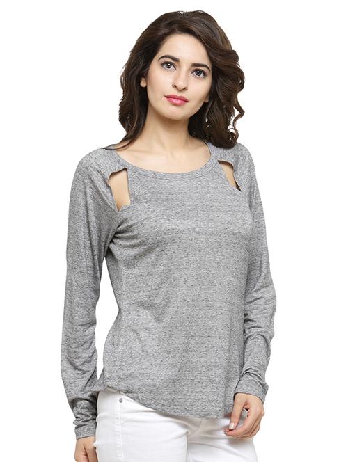 cutout detail raglan sleeved top - 15480125 - Very Small Image - 1