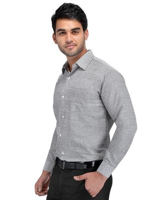 grey khadi formal shirt - 15481015 - Standard Image - 2