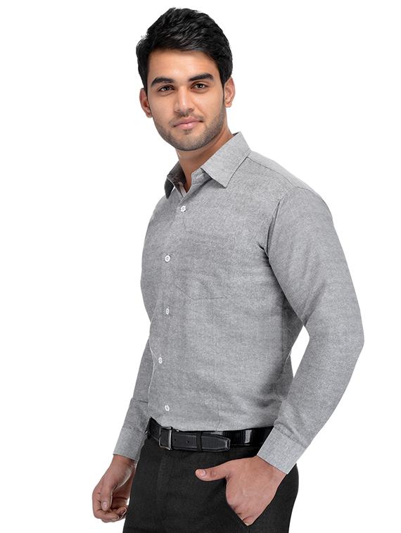 grey khadi formal shirt - 15481015 - Zoom Image - 2
