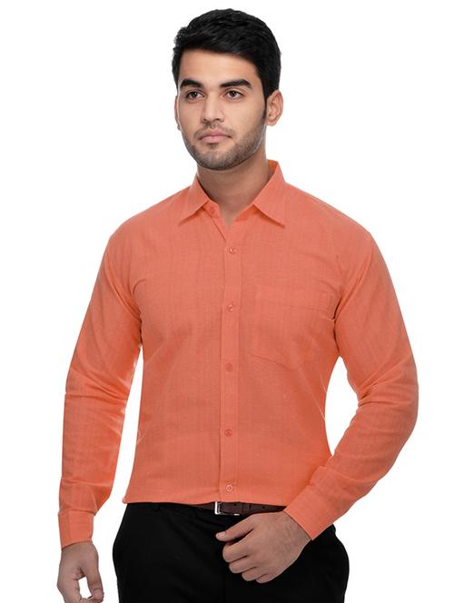 orange khadi formal shirt - 15481017 - Standard Image - 1