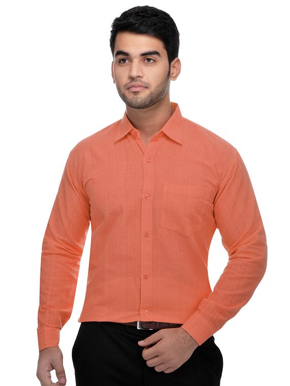orange khadi formal shirt - 15481017 - Zoom Image - 1