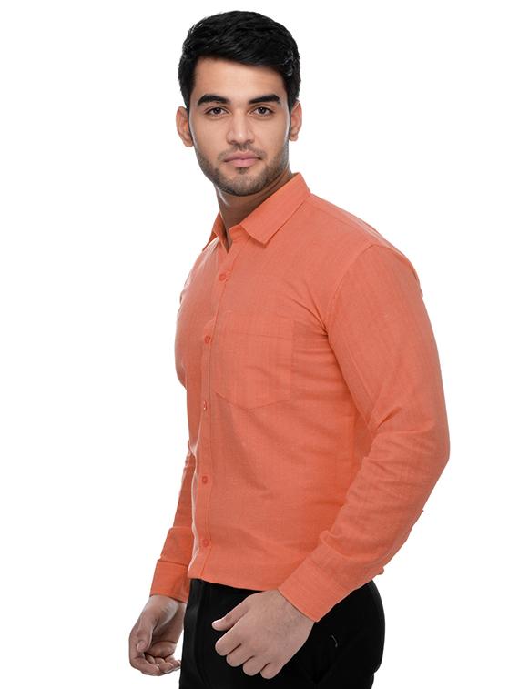 orange khadi formal shirt - 15481017 - Zoom Image - 2