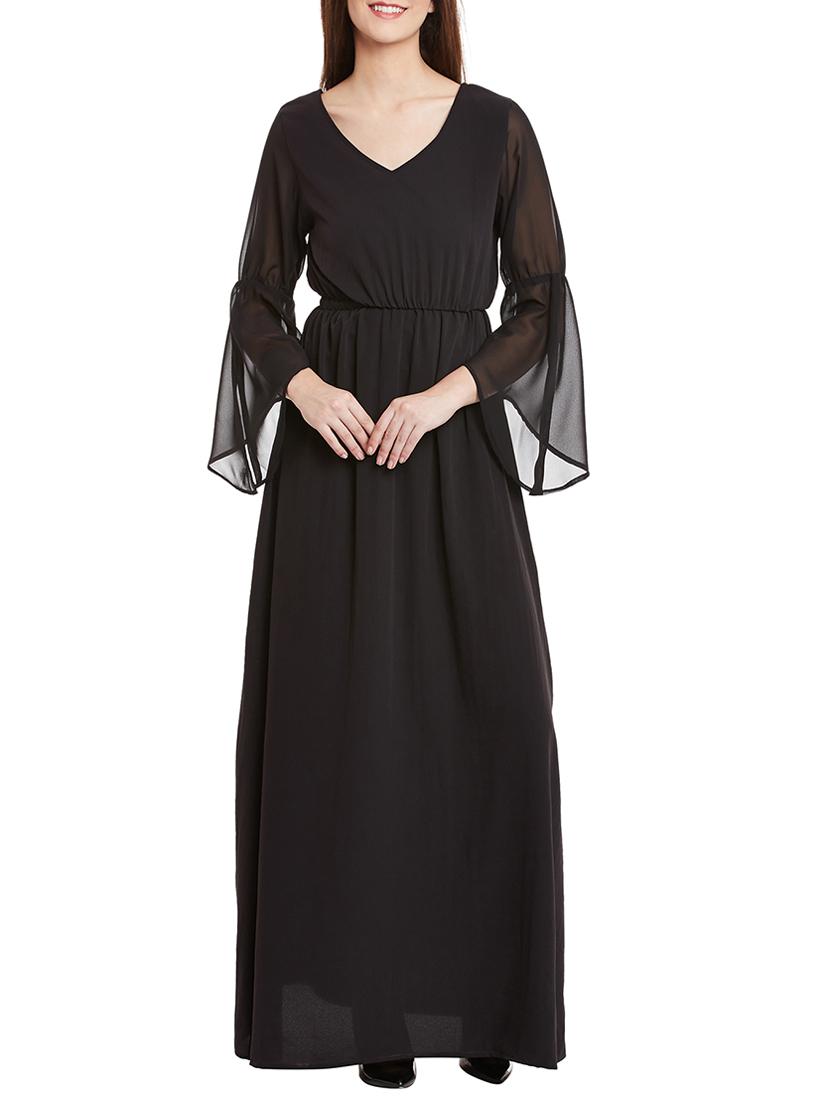 bell sleeved elasticated waistband dress - 15481034 - Zoom Image - 1