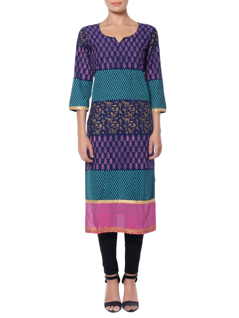 straight printed kurta - 15481052 - Zoom Image - 1
