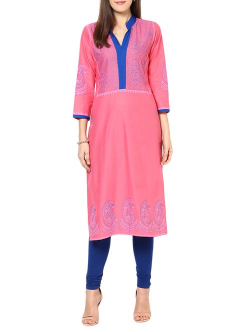 straight block print kurta - 15481055 - Standard Image - 1