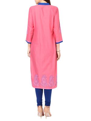 straight block print kurta - 15481055 - Standard Image - 3