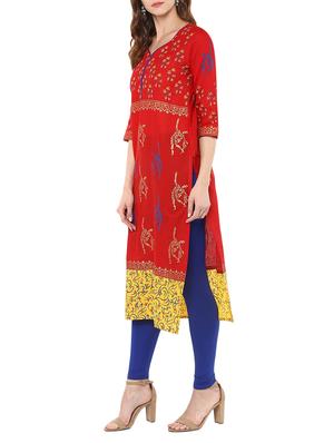 straight block print kurta - 15481056 - Standard Image - 2