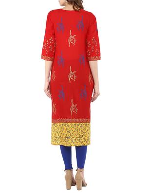 straight block print kurta - 15481056 - Standard Image - 3