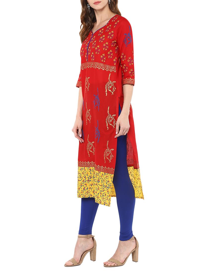 straight block print kurta - 15481056 - Zoom Image - 2