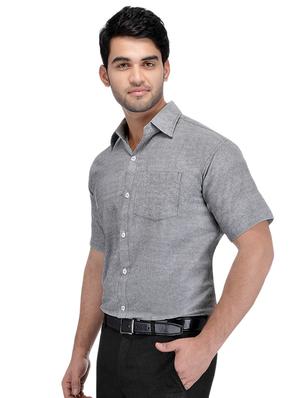 grey khadi formal shirt - 15481091 - Standard Image - 2