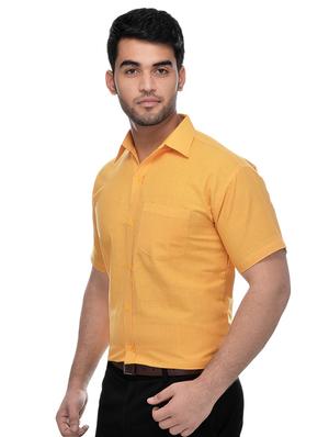 yellow solid casual shirt - 15481092 - Standard Image - 2