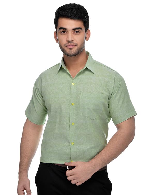 green khadi formal shirt - 15481094 - Zoom Image - 1
