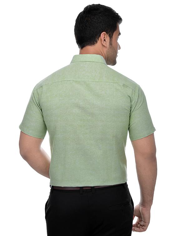 green khadi formal shirt - 15481094 - Zoom Image - 3