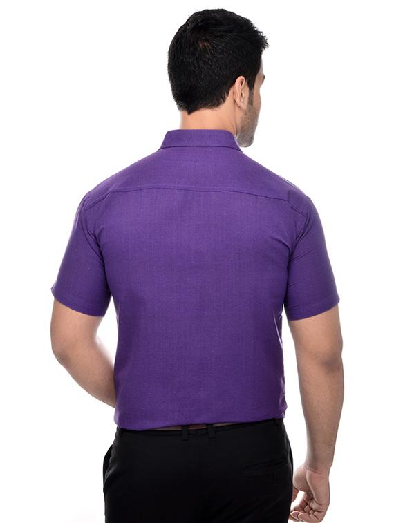 purple khadi formal shirt - 15481096 - Zoom Image - 3
