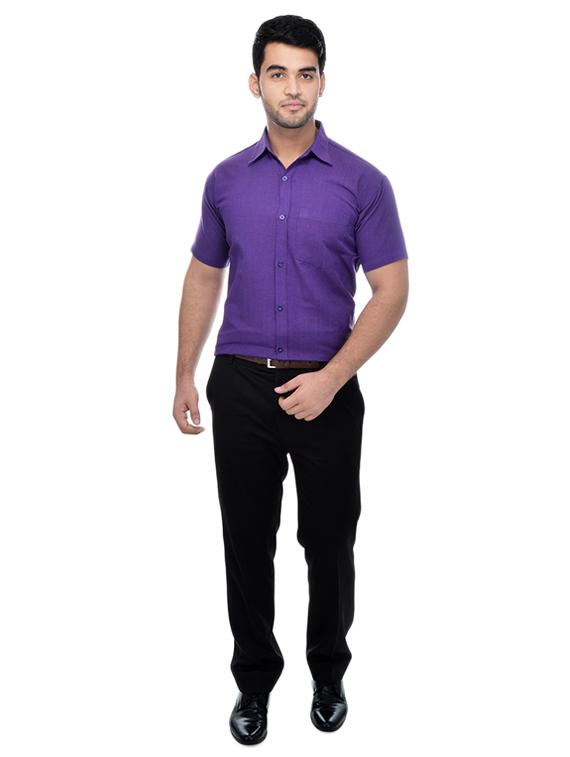 purple khadi formal shirt - 15481096 - Zoom Image - 4