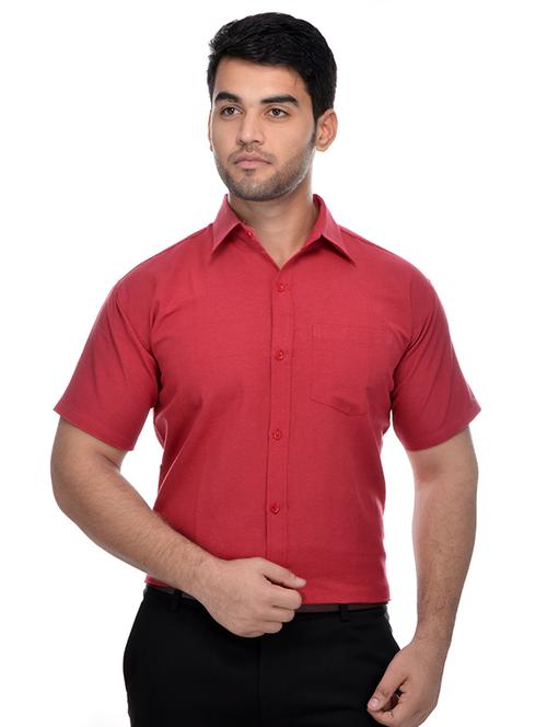 red khadi formal shirt - 15481097 - Standard Image - 1