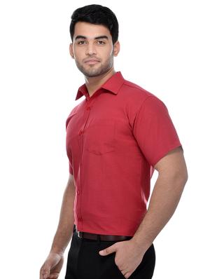red khadi formal shirt - 15481097 - Standard Image - 2
