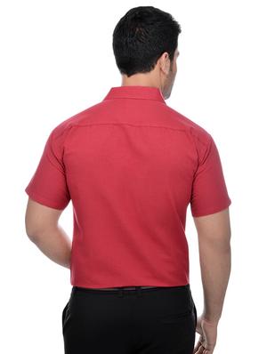 red khadi formal shirt - 15481097 - Standard Image - 3