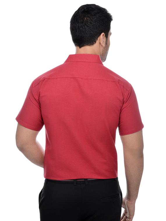 red khadi formal shirt - 15481097 - Zoom Image - 3