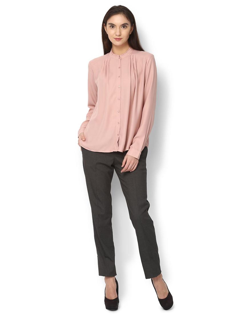 mid waist solid chinos - 15482121 - Zoom Image - 3