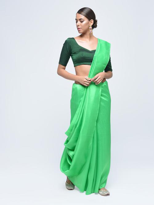 plain silk saree with tassels with blouse - 15482346 - Standard Image - 1